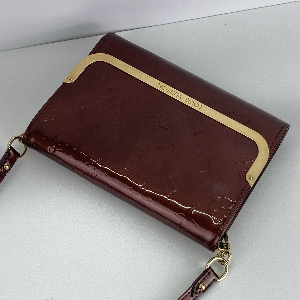 LOUIS VUITTON ルイ・ヴィトン ロスモアPM ウォレット ショルダーバッグ M91547 レディース モノグラムヴェルニ ヴェルニ パープル 中古