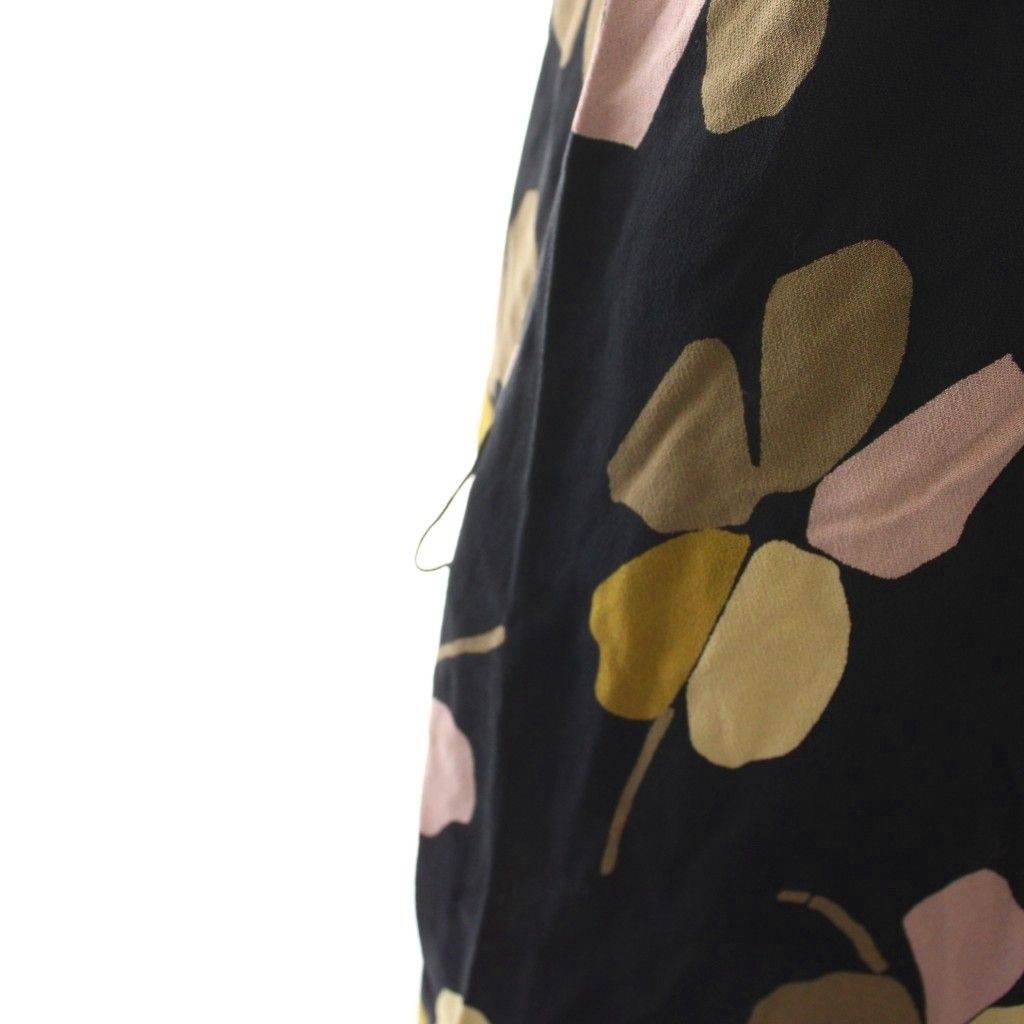 マルニ MARNI ワンピース ひざ丈 シルク 40 黒 ブラック 茶色 ブラウン