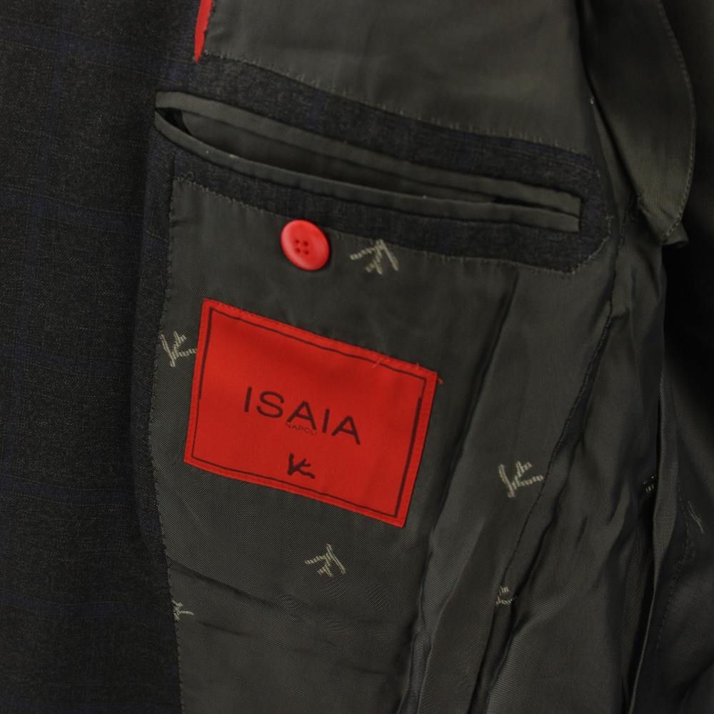 イザイア ISAIA テーラードジャケット シングル 2B チェック ウール 44