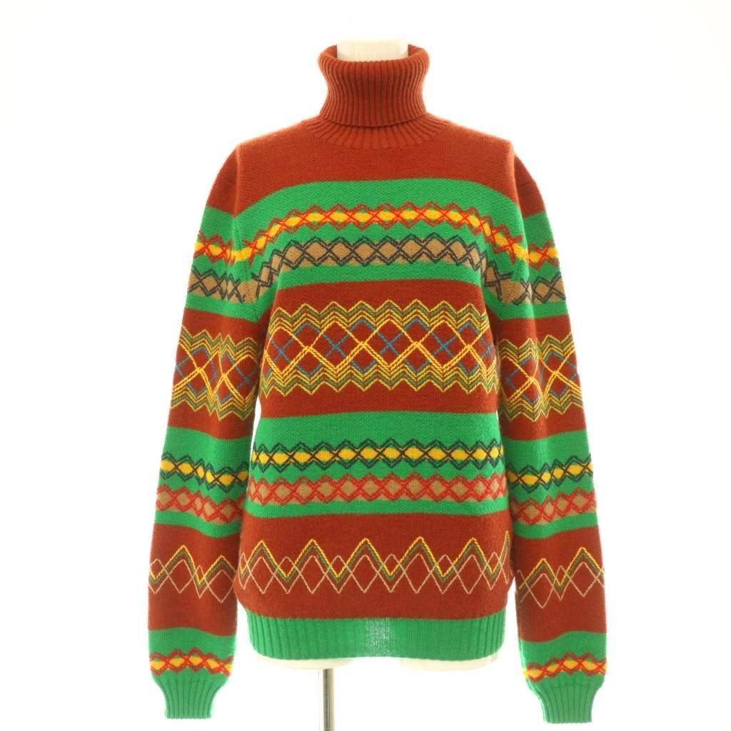 グッチ GUCCI 刺繍 タートルネックニット セーター 長袖 S 赤 緑 マルチカラー /NR ■OS