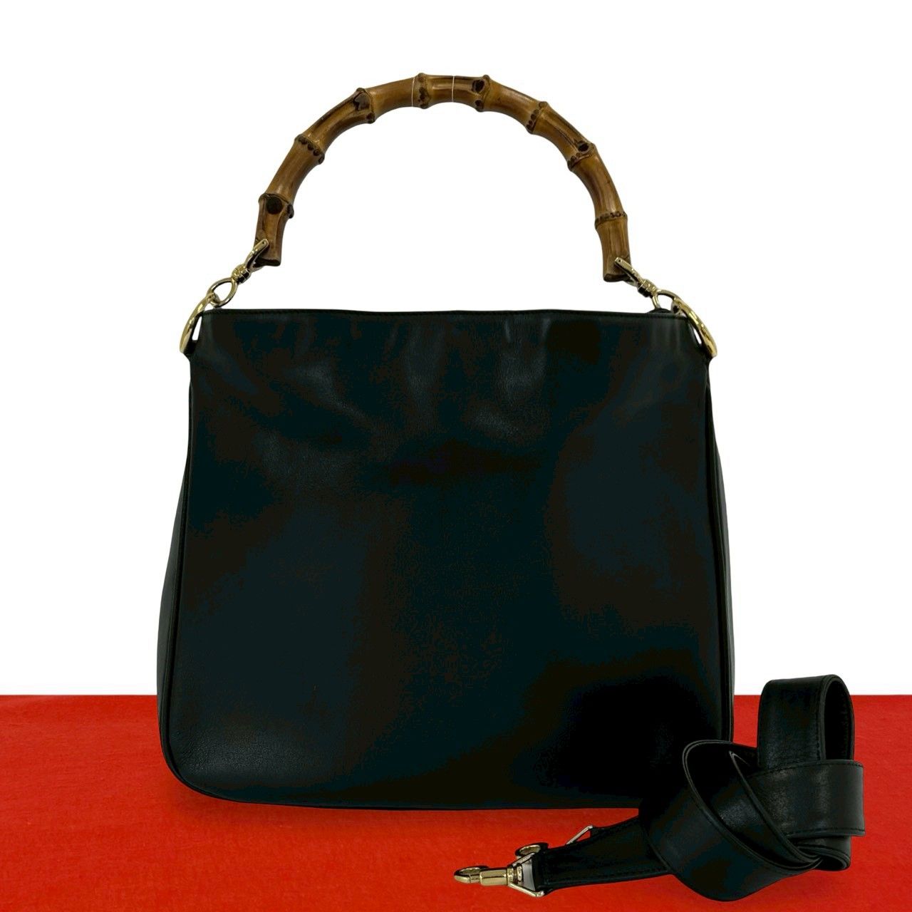GUCCI グッチ ショルダー ストラップ ブラック レザー 本革 黒 バッグ 