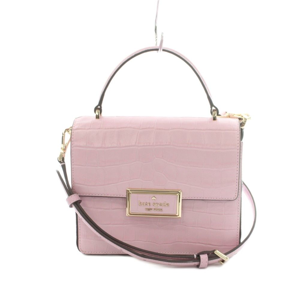 ケイトスペード KATE SPADE Reegan Croc Embossed Small Top Handle Crossbody 2WAY ハンドバッグ ショルダーバッグ 型押しレザー ピンク /MI ■OS