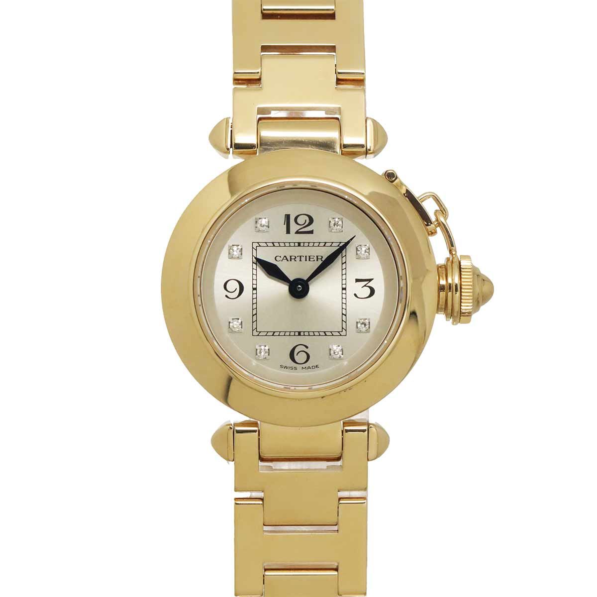 カルティエ Cartier ミスパシャ WJ124015 レディース 腕時計 8P ダイヤ シルバー K18YG 金無垢 クォーツ Miss Pasha 90327546