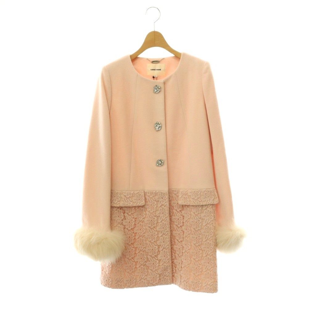 レッセパッセ LAISSE PASSE フォックスファー付き ノーカラーロング