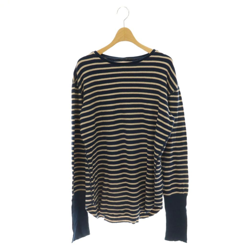 グッドグリーフ GOOD GRIEF Border Long Sleeve Tee Tシャツ ニットソー 長袖 ボーダー F ダークネイビー ベージュ /ES ■OS