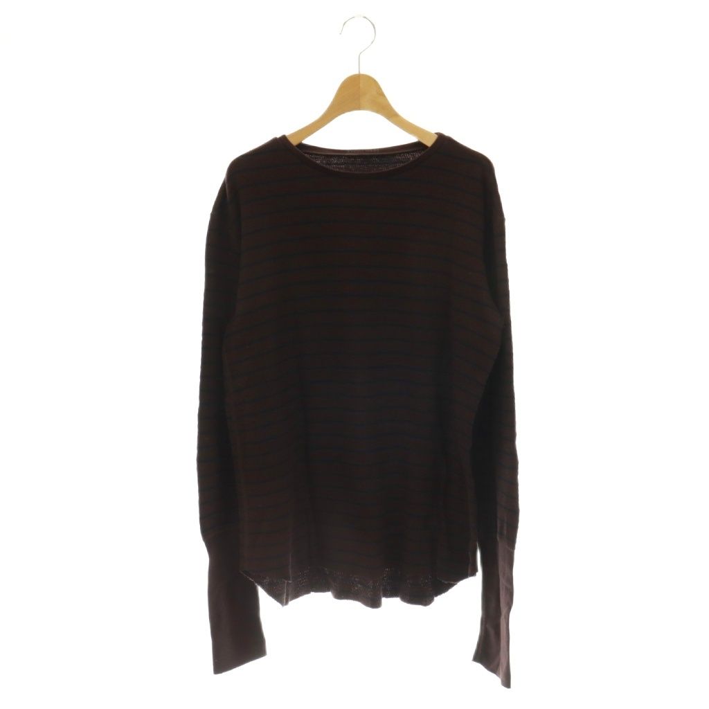 グッドグリーフ GOOD GRIEF Border Long Sleeve Teeカットソー 長袖 ボーダー クルーネック コットン F 茶 ブラウン /SY ■OS