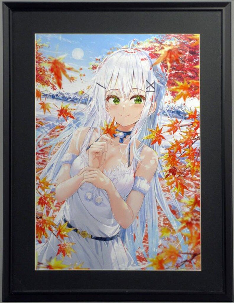 なきょ カラー複製イラスト 「銀世界は紅葉に染まる」