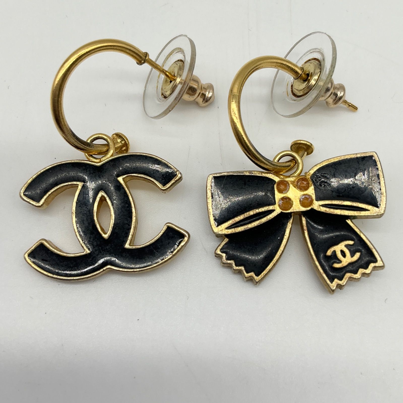 訳ありCHANEL ココマーク リボン ピアス 両耳用 CHANEL シャネル ココマーク リボン ピアス 両耳用 02A ゴールド