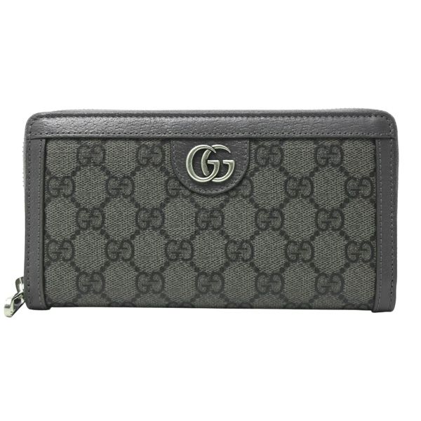 グッチ 財布 メンズ レディース ジップアラウンドウォレット オフィディア GGスプリーム キャンバス グレー GUCCI 706844 中古