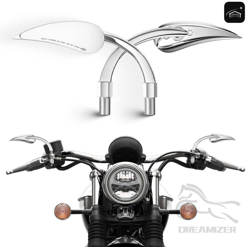 オートバイ用ミラー 2個セット 8/10mm スピアブレード型サイドミラー ハーレークルーザー ストリート スポーツバイク用カスタムパーツ