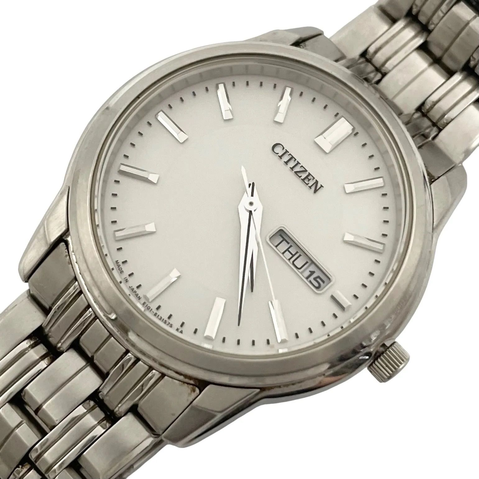 Operation Citizen Citizen Solar Watch E101-S091888 Day-Date White Dial Silver White Metal Eco-Drive Eco-Drive 3-Hand Analog Genuine Strap Metal Band [n18]
