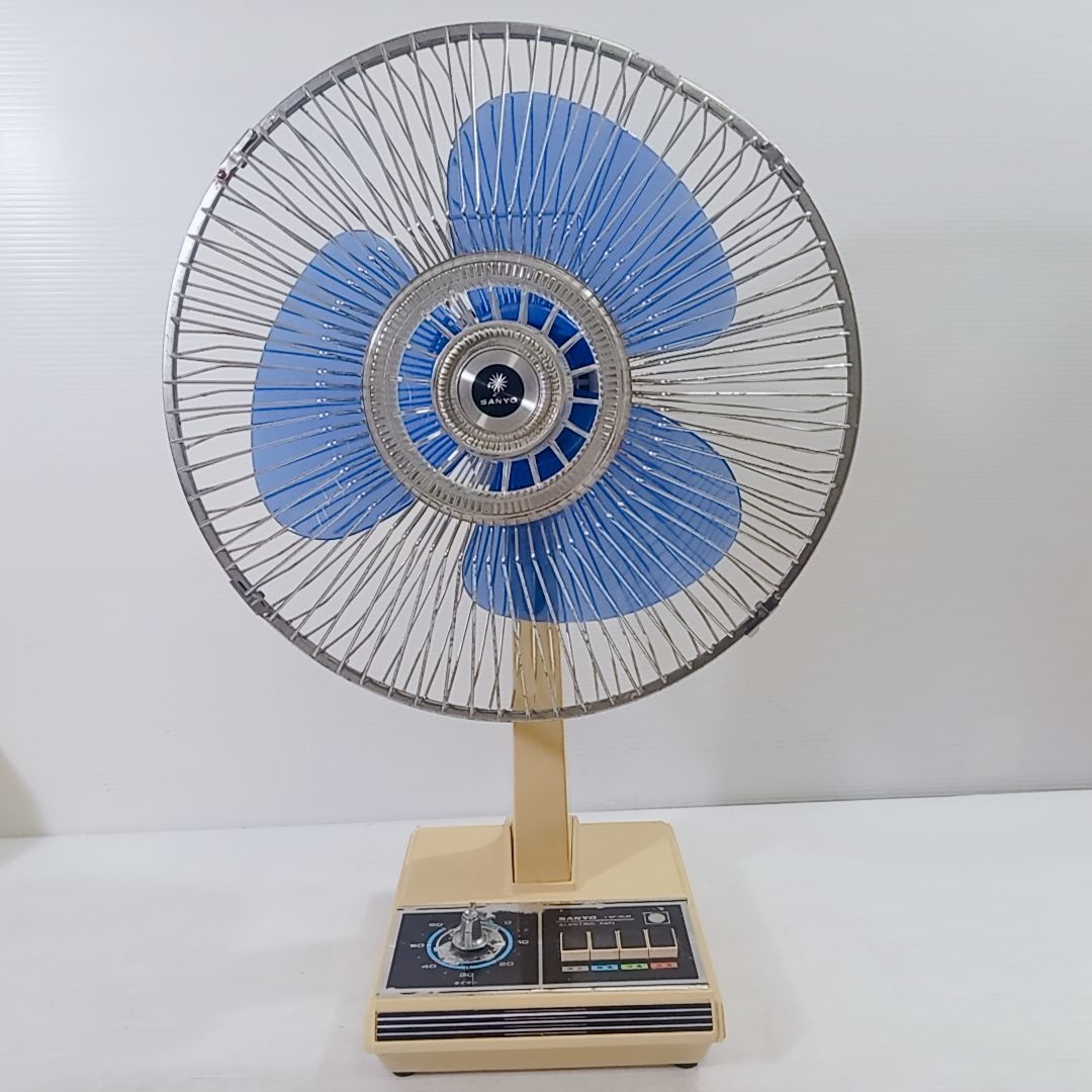 昭和レトロ SANYO サンヨー 扇風機 EF-6UB 卓上扇 30cm扇風機 ブルー