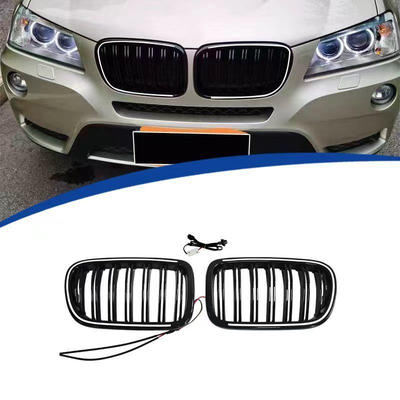 BMW X3 F25 2011-2013年対応 フロントグリル 発光LED付き ダブルライン