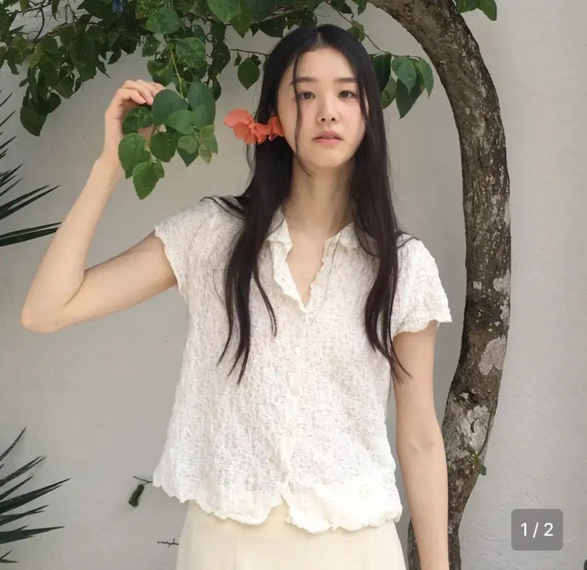 ホワス BLISS RIPPLE HALF SHIRT CREAM