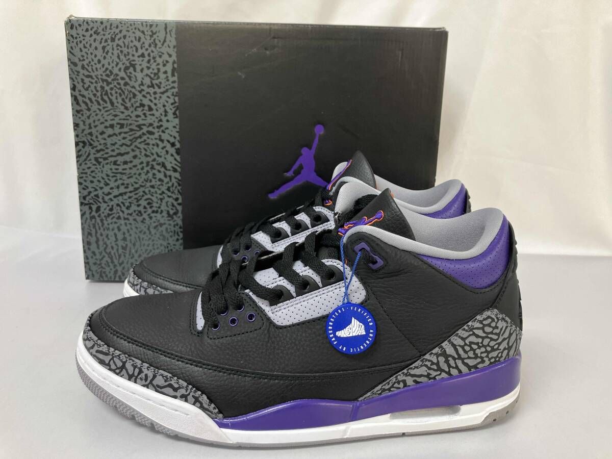 【鑑定済み】NIKEナイキ CT8532-050 AIR JORDAN 3 RETRO エアジョーダン 3 ブラック×コートパープル 29cm 8,378円