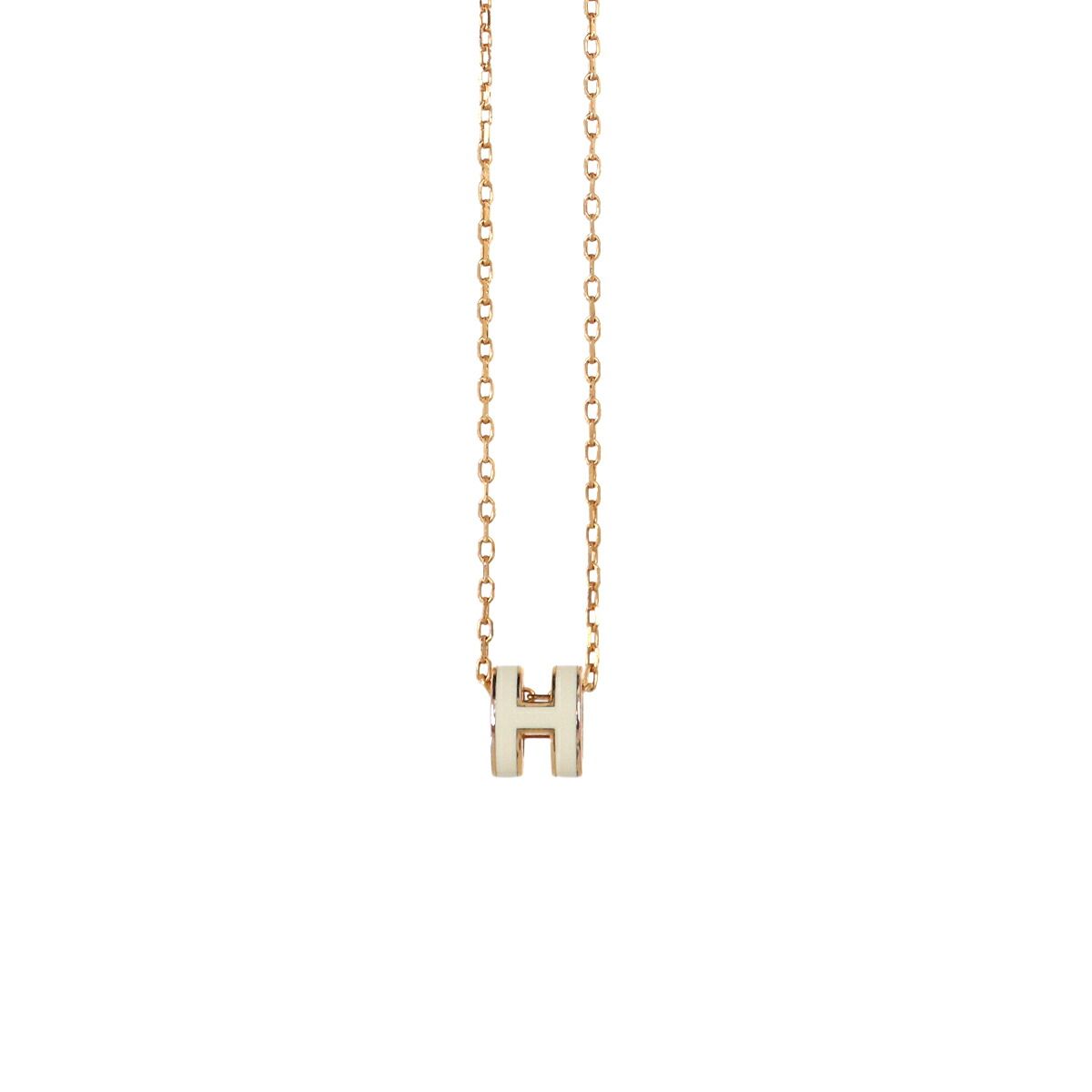未使用 展示品 エルメス HERMES ミニ ポップアッシュ H ネックレス ホワイト ゴールド アクセサリー Pop H Necklace 90331196 48,000円