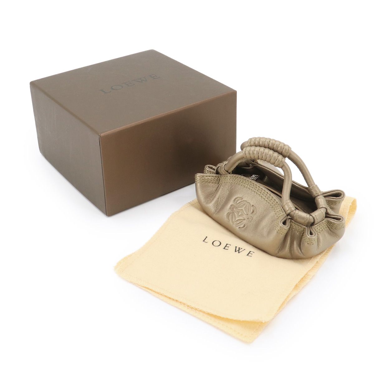 未使用 展示品 ロエベ LOEWE アナグラム ナッパアイレ コインケース 小銭入れ 財布 レザー ブロンズ シルバー 金具 Coin Purse 90333758