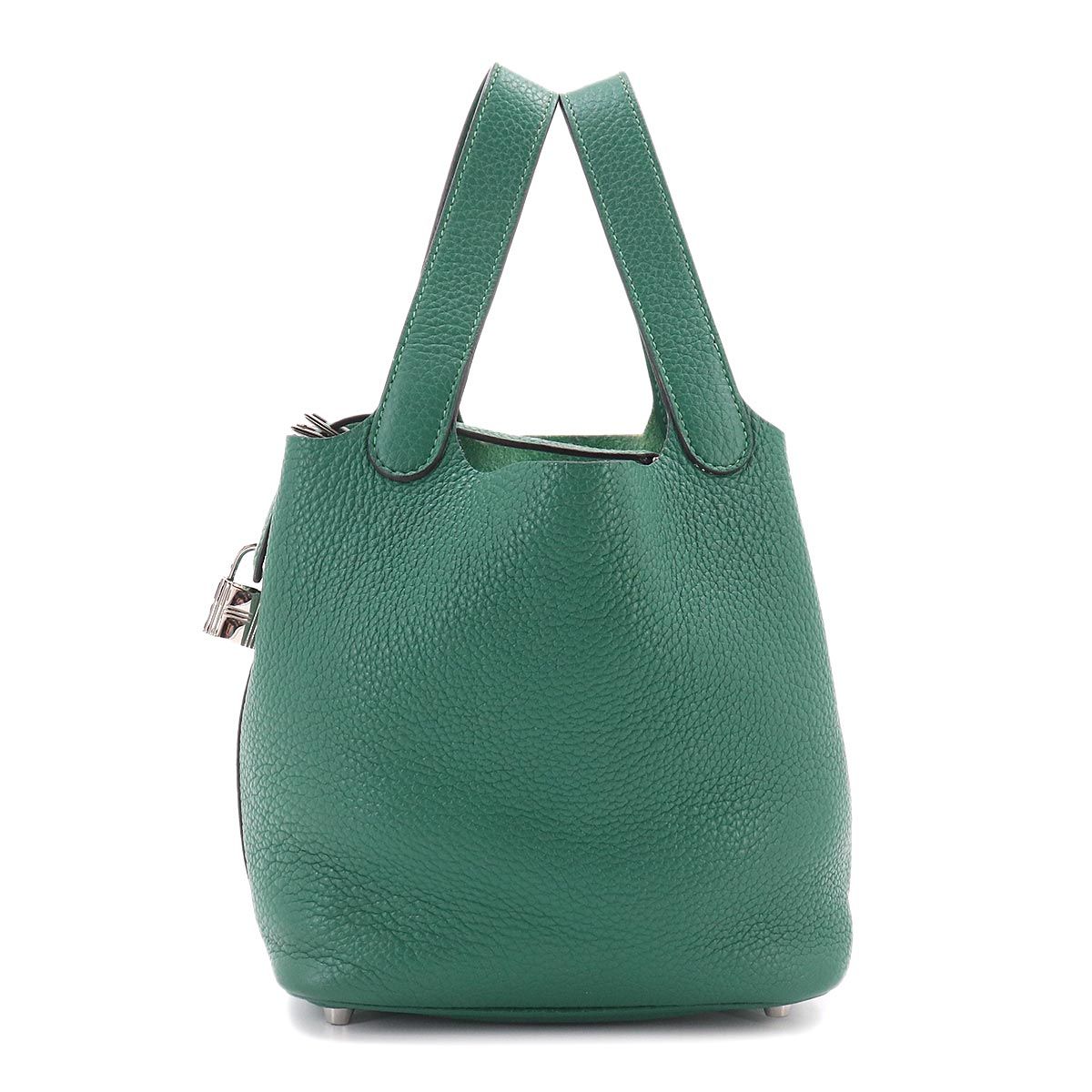 エルメス HERMES ピコタンロック PM ハンド バッグ トリヨンクレマンス マラカイト □R刻印 シルバー 金具 90333884