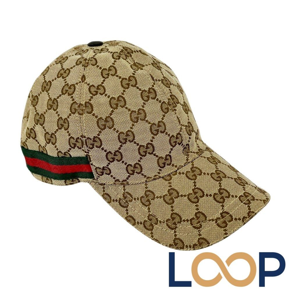 GUCCI キャップ　M used グッチ □中古□ ウェブストライプ ベースボール キャップ 帽子