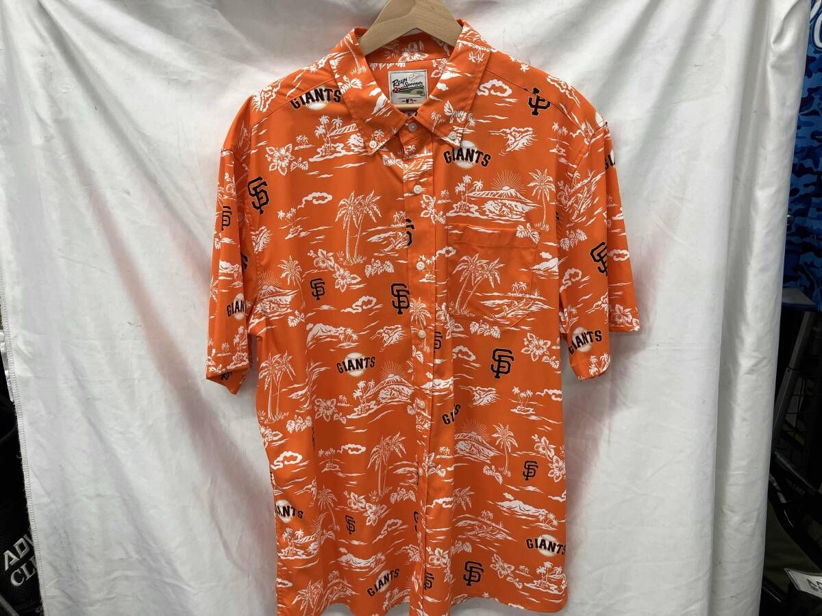 MLB SF ジャイアンツ アロハシャツ ハワイアン KEKAI PERFORMANCE フロントボタン レインスプーナー Reyn Spooner オレンジ　サイズ　XL