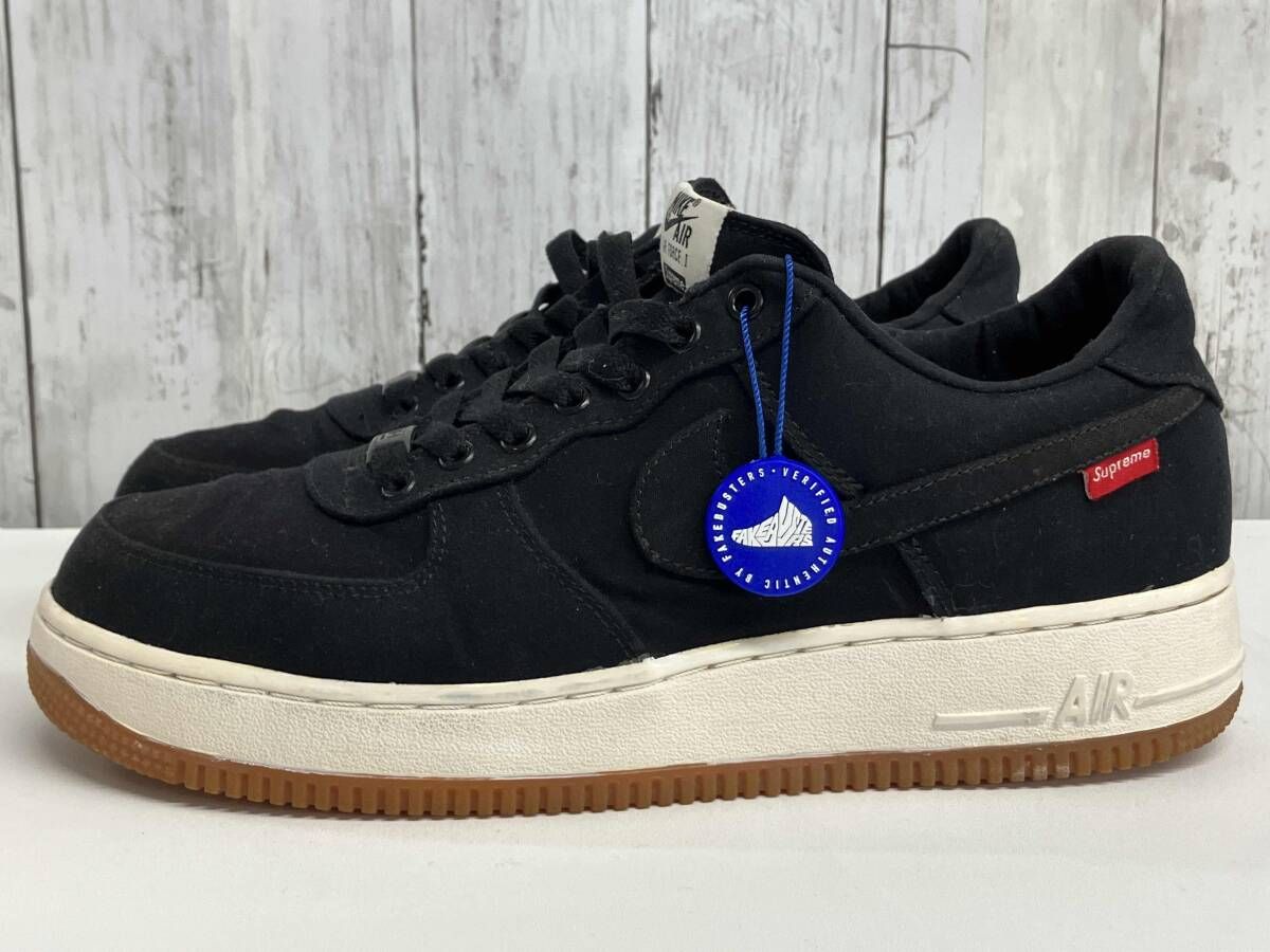 【鑑定済み】NIKE AIR FORCE 1 LOW PREMIUM ×Supreme スニーカー ナイキ エアフォース1 シュプリーム 573488-090 size28㎝ ブラック
