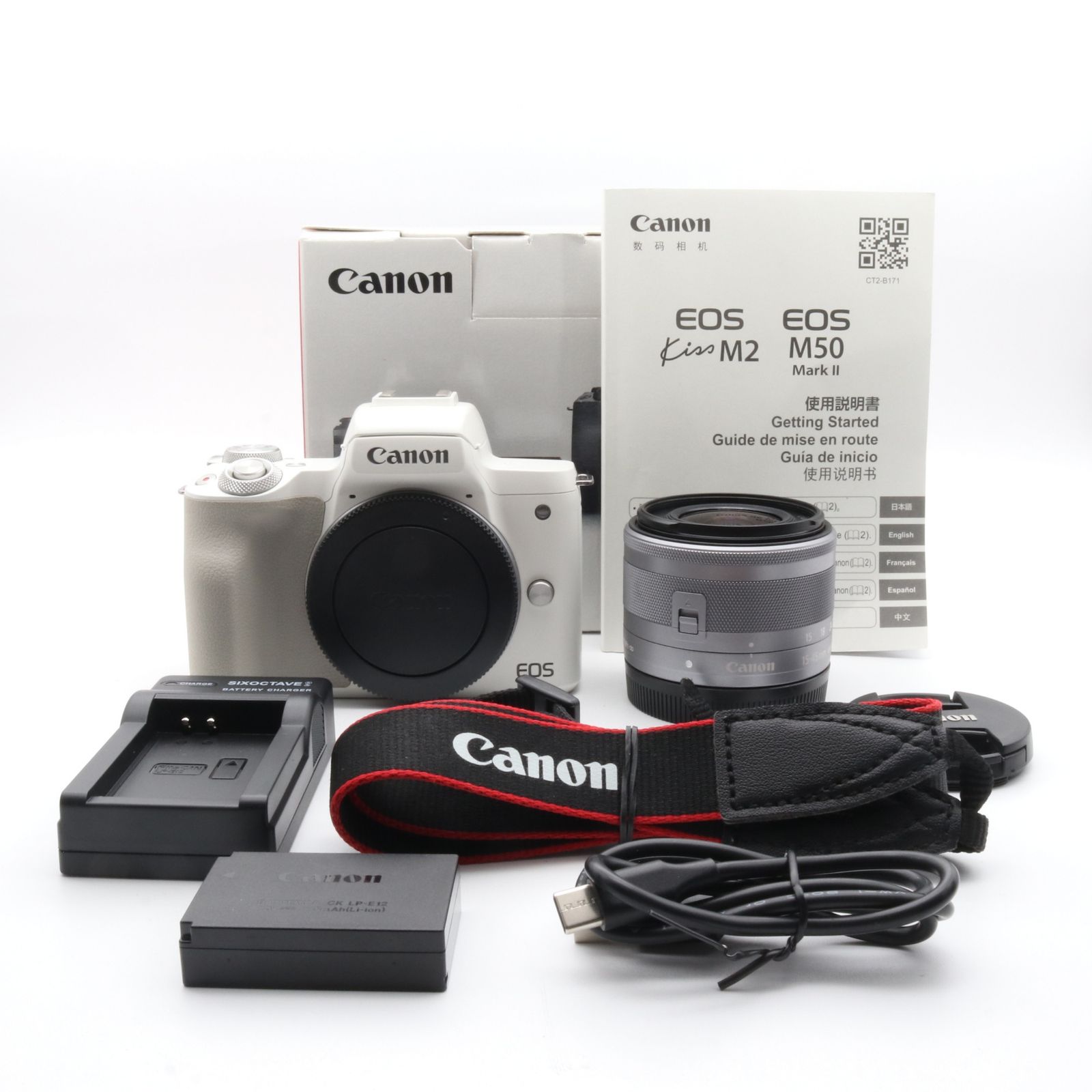 Canon EOS Kiss M2 標準ズームレンズキット ホワイト ミラーレスカメラ 