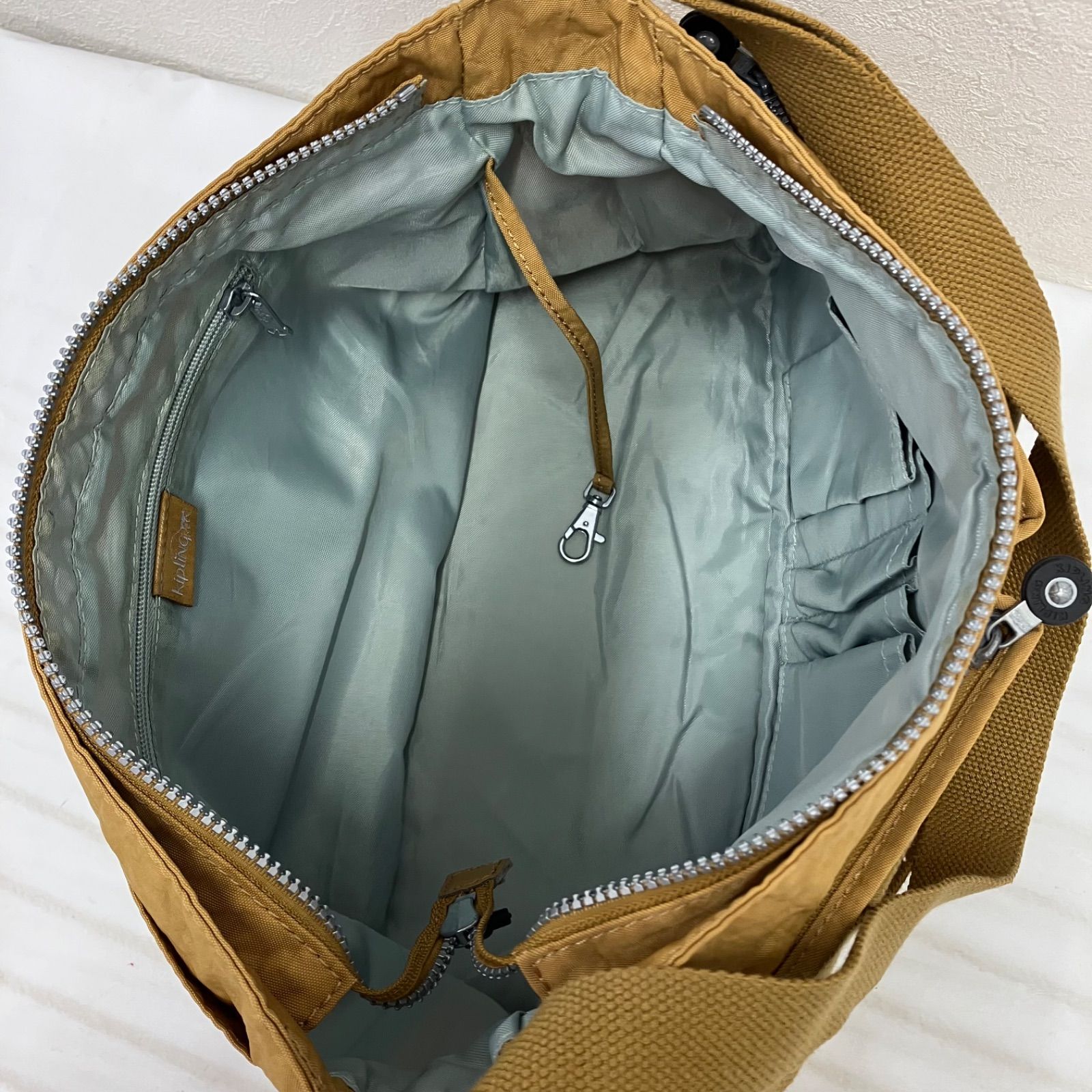 Kipling ブラウン ショルダーバッグ モンキー チャーム付き2way 美品 