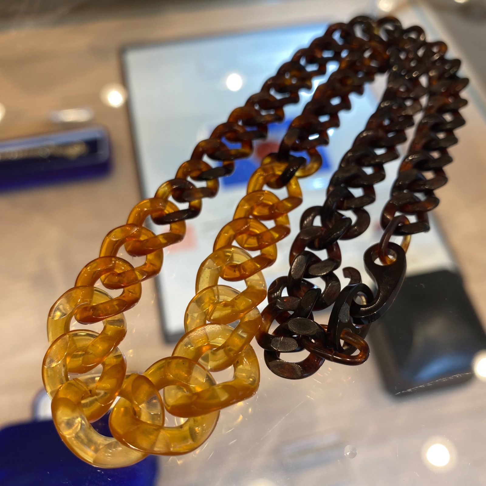 白べっ甲　チェーンネックレス　9g　新C8-0717☆