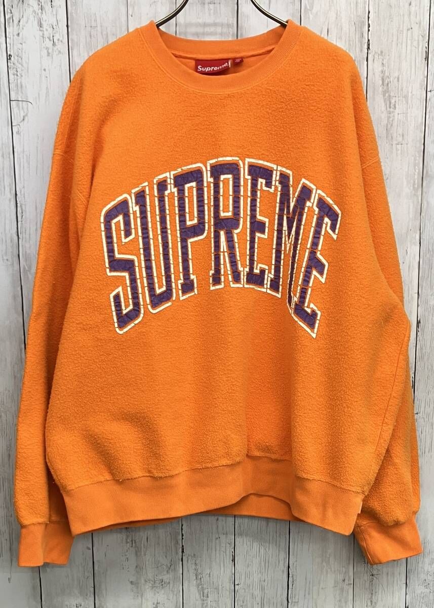 Supreme スウェット シュプリーム クルーネック 表起毛 オレンジ size L