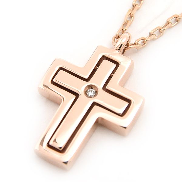 Damiani Necklace Women's JAL Limited Belle Epoque 1P Diamond Cross Pendant Pink Gold DAMIANI 375 PG K9PG Used