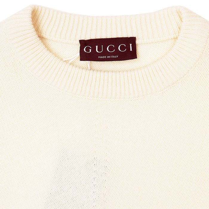 【新品同様】GUCCI グッチ シェリーライン ニット サイズ S レディース メンズ ユニセックス ウール×カシミア ウェブライン ストレッチ トップス タグ・袋付属 アイボリー イタリア製 新品同様】GUCCI グッチ シェリーライン ニット サイズ S レディース