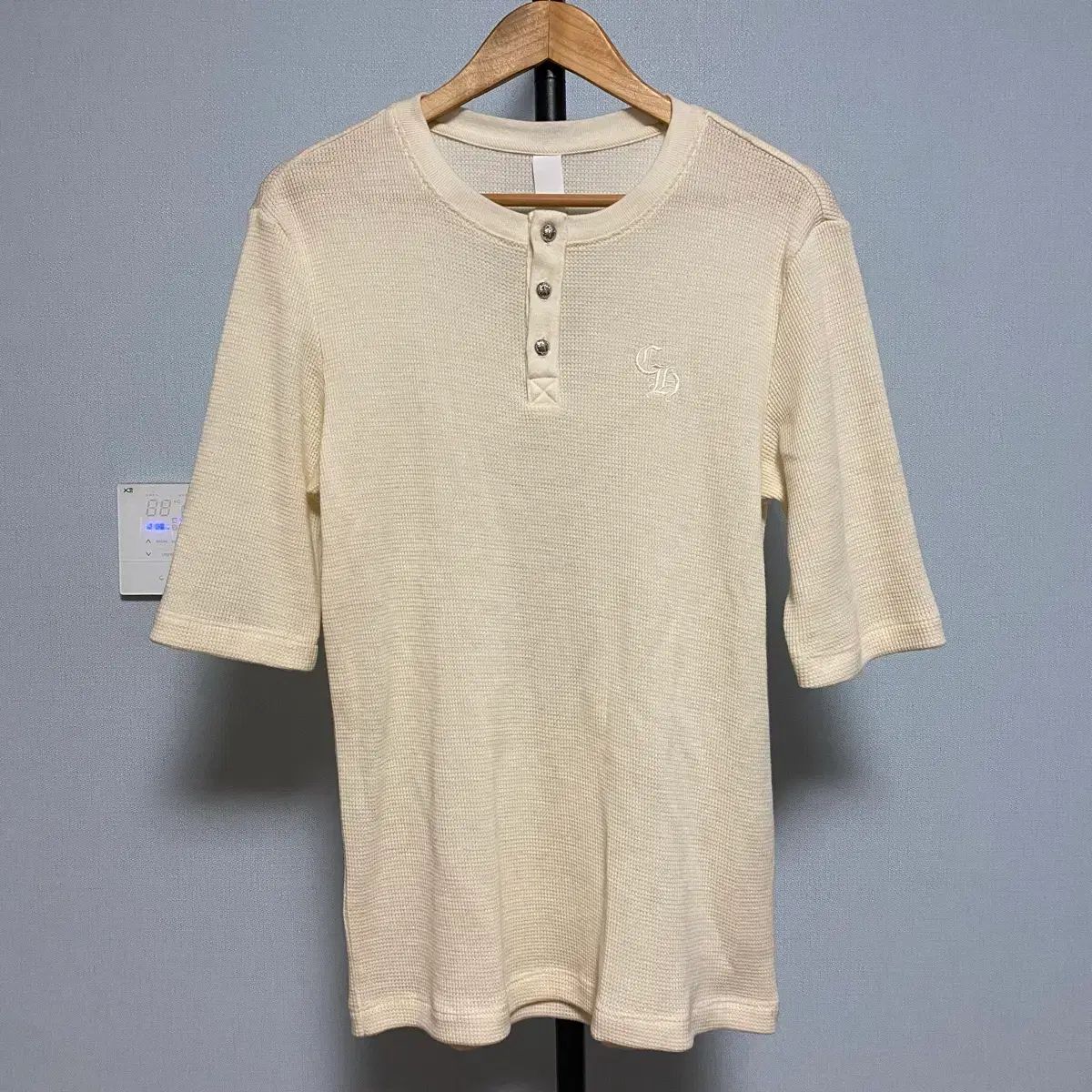 M クロムハーツ クロスボール ワッフル ヘンリーネック 半袖 Tシャツ