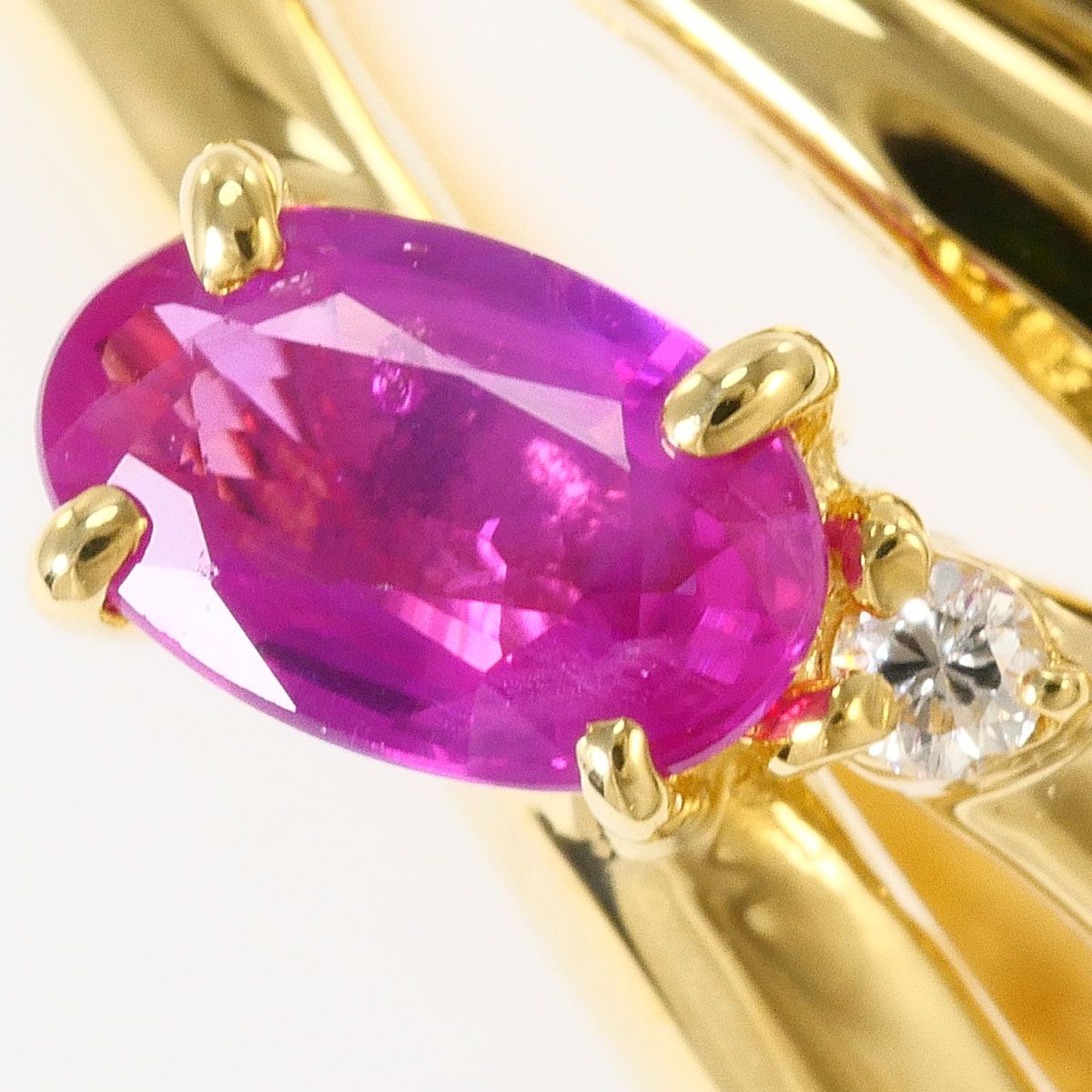 K18YG リング・指輪 10.5号 ルビー 0.26ct ダイヤモンド 0.01ct カード
