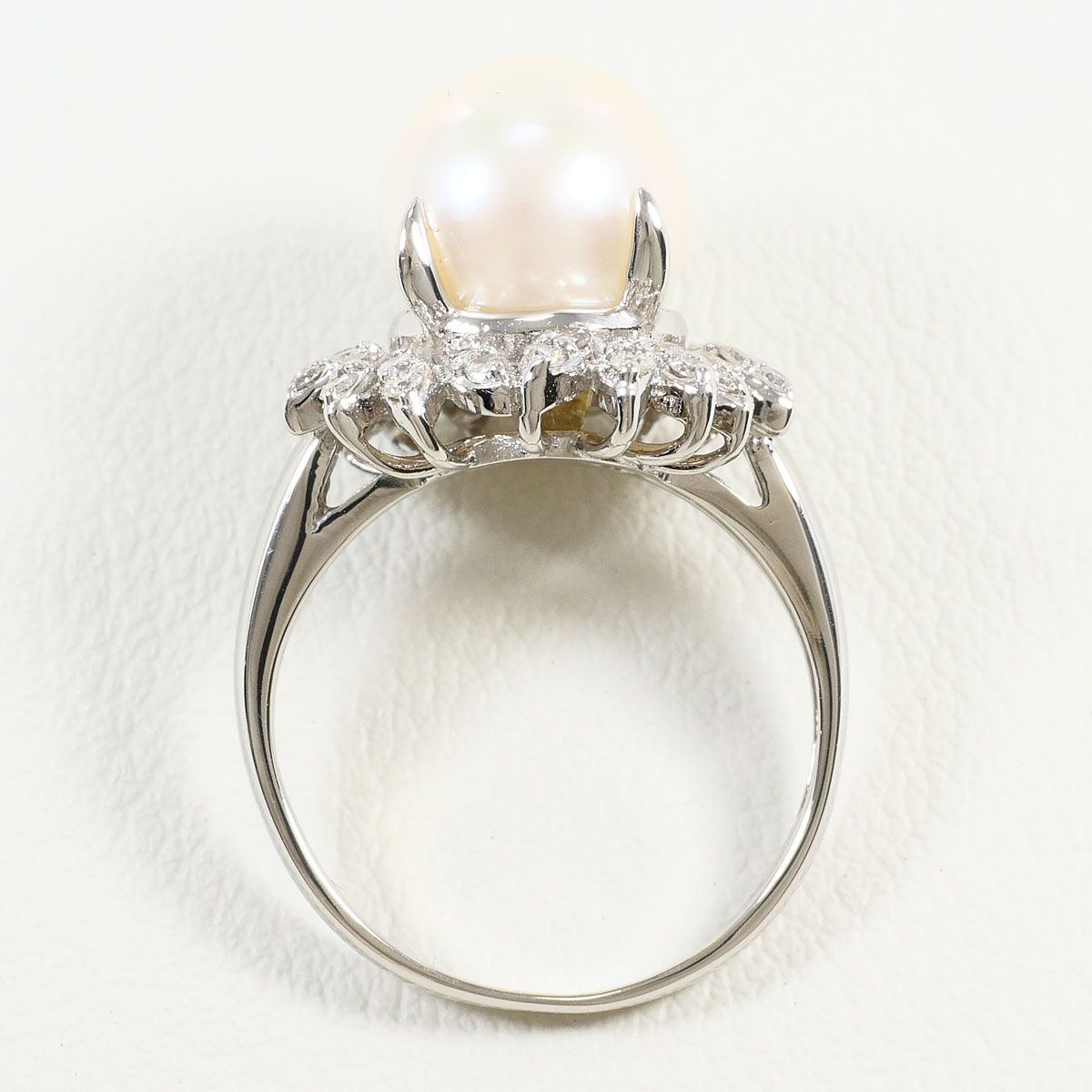 PT900/プラチナ リング・指輪 8号 アコヤ真珠 ダイヤモンド 0.3ct