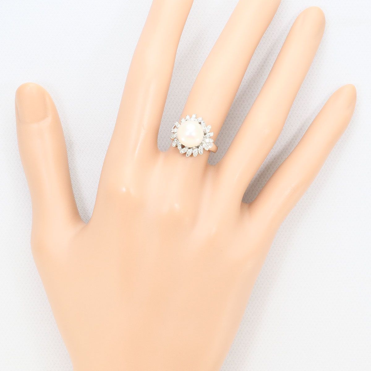 PT900/プラチナ リング・指輪 8号 アコヤ真珠 ダイヤモンド 0.3ct