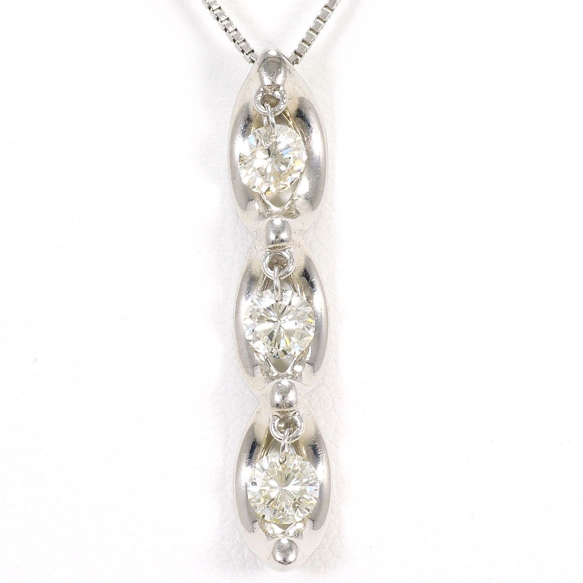 K18WG ネックレス ダイヤモンド 0.63ct 鑑別書 総重量約5.1g 約45cm