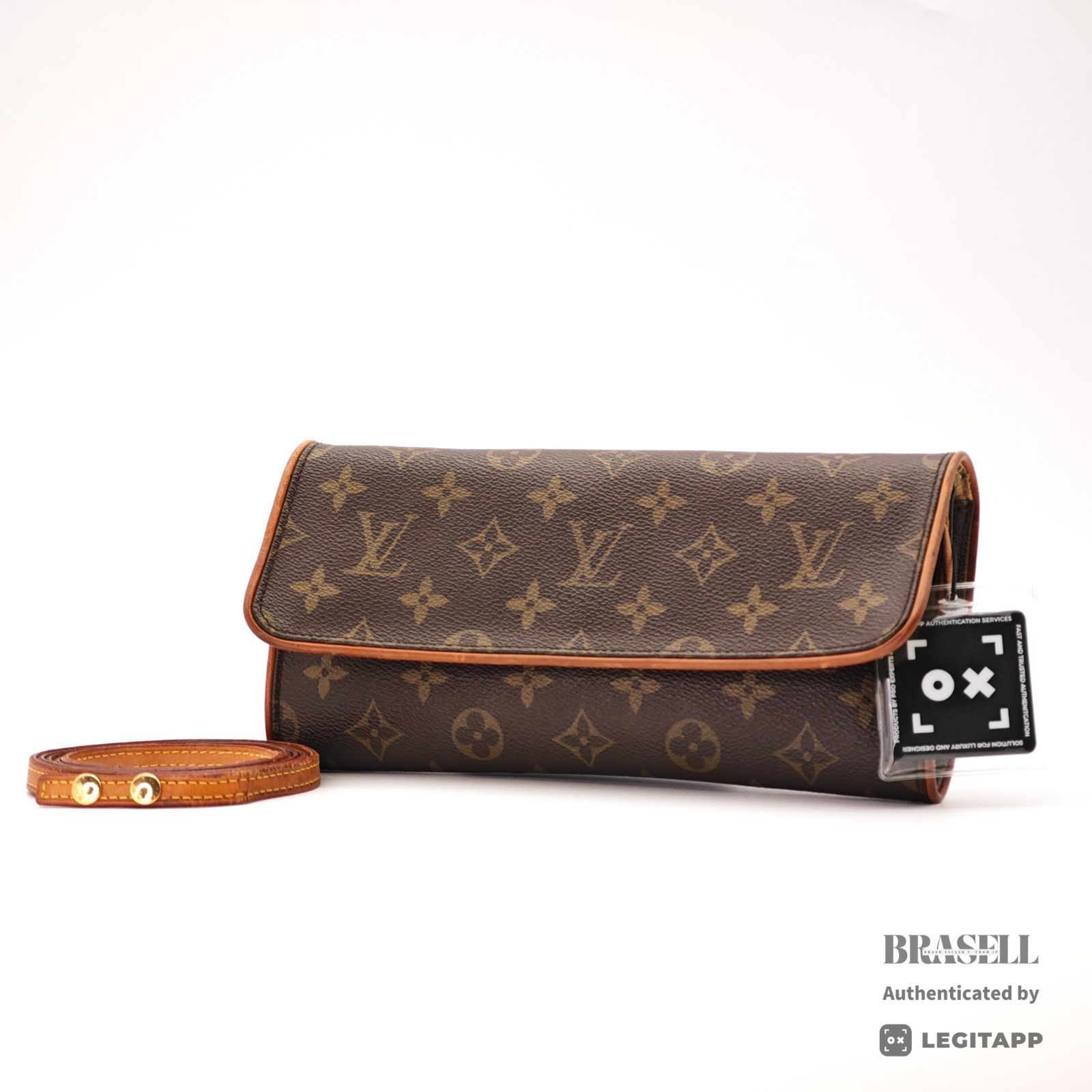 LOUIS VUITTON ポシェットツイン M51852 バッグ 2way ハンドバッグ ショルダーバッグ クラッチバッグ ブラウン レディース ショルダーストラップ