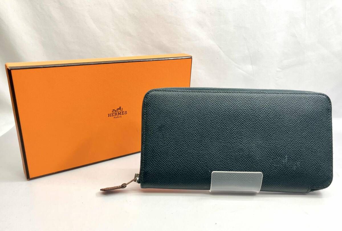【BOX付】 HERMES エルメス アザップシルクイン ウォレット D刻印 グリーン系 財布