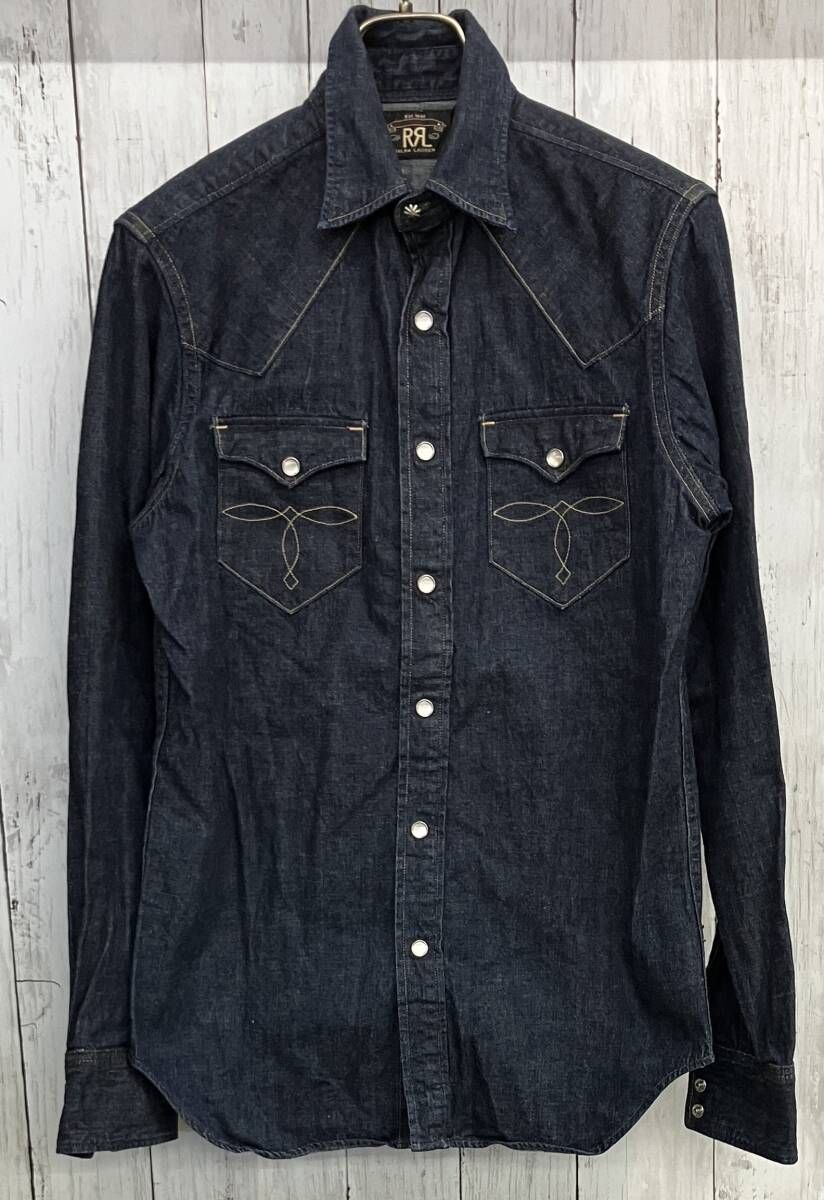 RRL RALPH LAUREN デニムウエスタンシャツ ダブルアールエル ラルフローレン コンチョボタン sizeXS