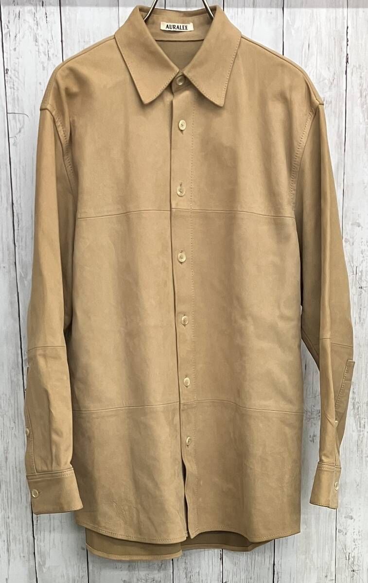 AURALEE NUBACK LEATHER BIG SHIRTS オーラリー レザーシャツ 羊革 A20AB2NL size3
