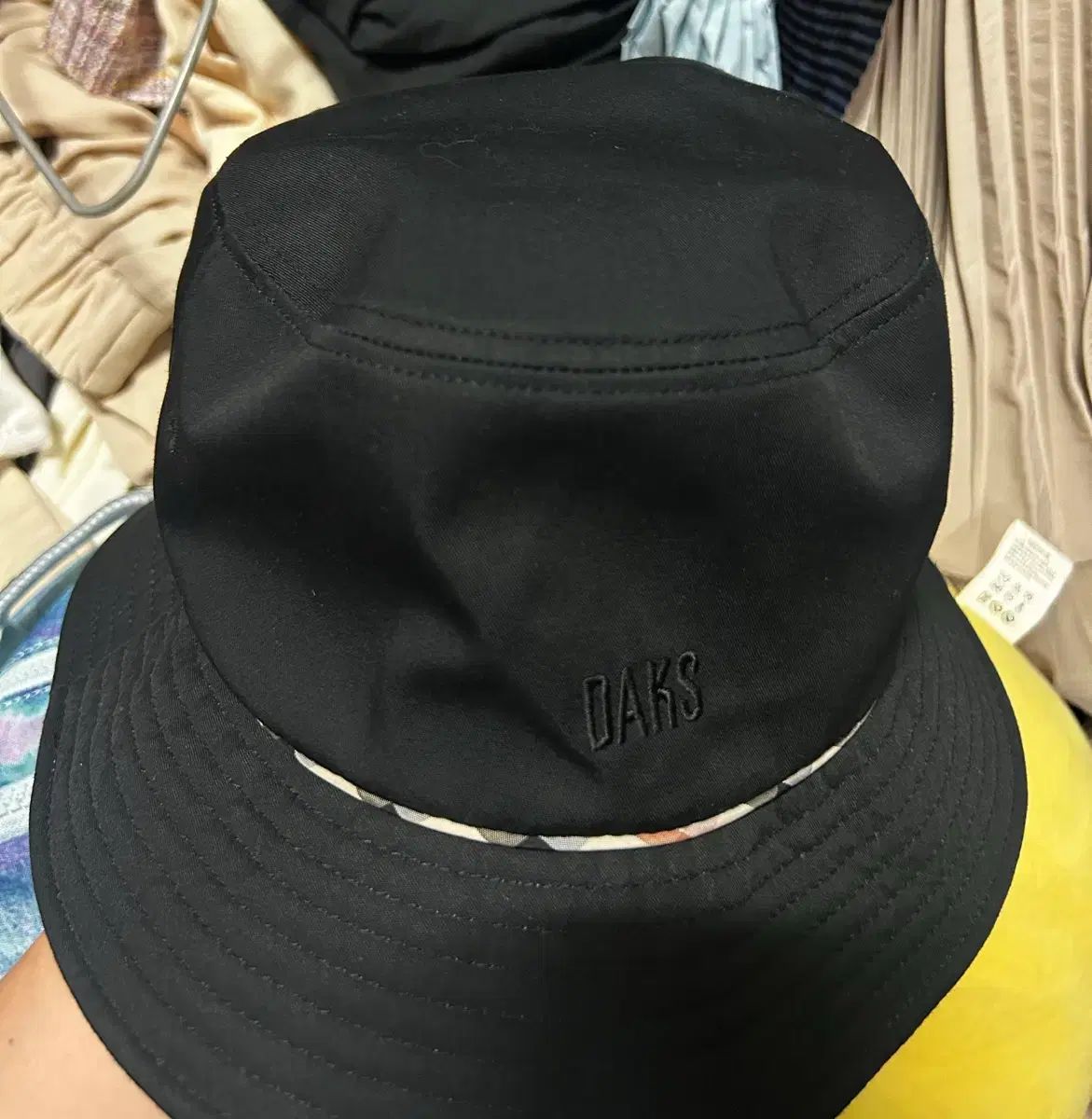 DAKS ブラック 刺繍 ロゴ バケットハット dlhe4b105 フリーサイズ 綿100%