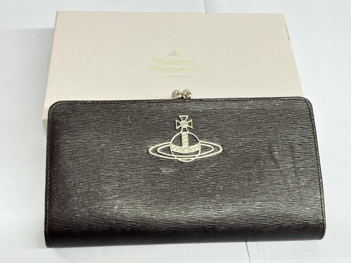 Vivienne Westwood ロングウォレット ヴィヴィアンウエストウッド 長財布 がま口 オーブ ブラウン レザー