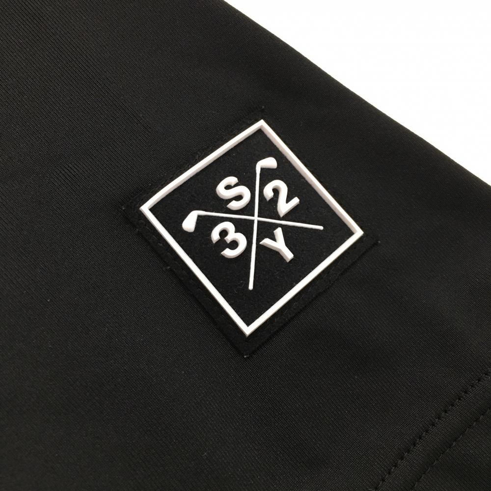 超美品】SY32 半袖ハイネックシャツ 黒 ロゴプリント スクエアワッペン