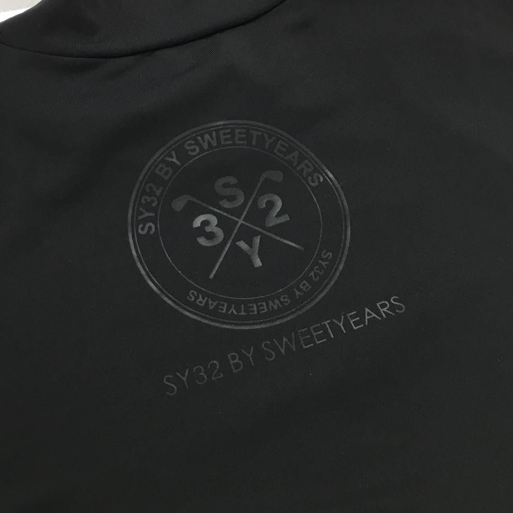 超美品】SY32 半袖ハイネックシャツ 黒 ロゴプリント スクエアワッペン
