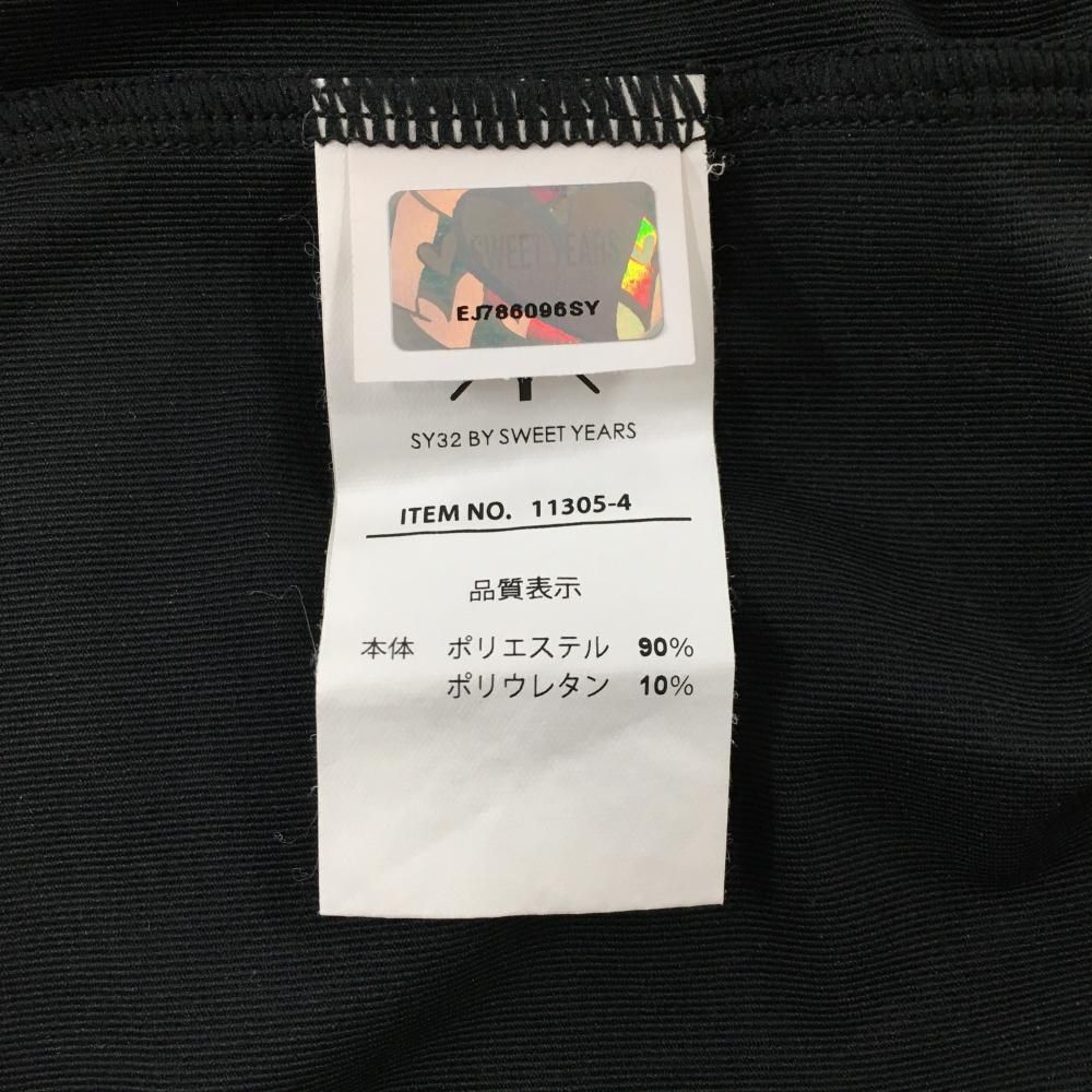 超美品】SY32 半袖ハイネックシャツ 黒 ロゴプリント スクエアワッペン