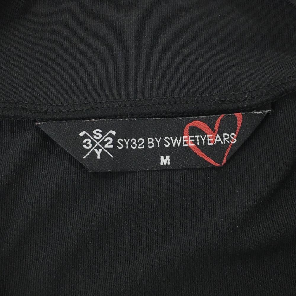 超美品】SY32 半袖ハイネックシャツ 黒 ロゴプリント スクエアワッペン