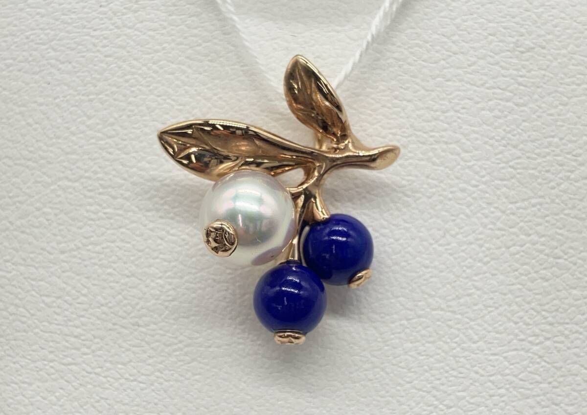 【美品・付属品あり】MIKIMOTO ミキモト K18 総重量約3.1g ペンダントトップ ブローチ パール ゴールド 石付き 真珠0.6cm