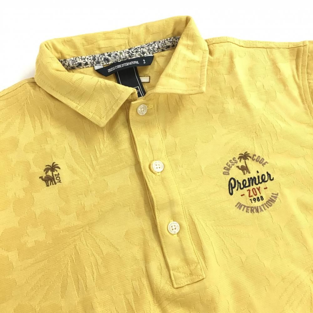超美品】ゾーイ 半袖ポロシャツ イエロー系 花柄地模様 胸刺しゅう 超美品】ゾーイ 半袖ポロシャツ イエロー系 花柄地模様 胸刺しゅう