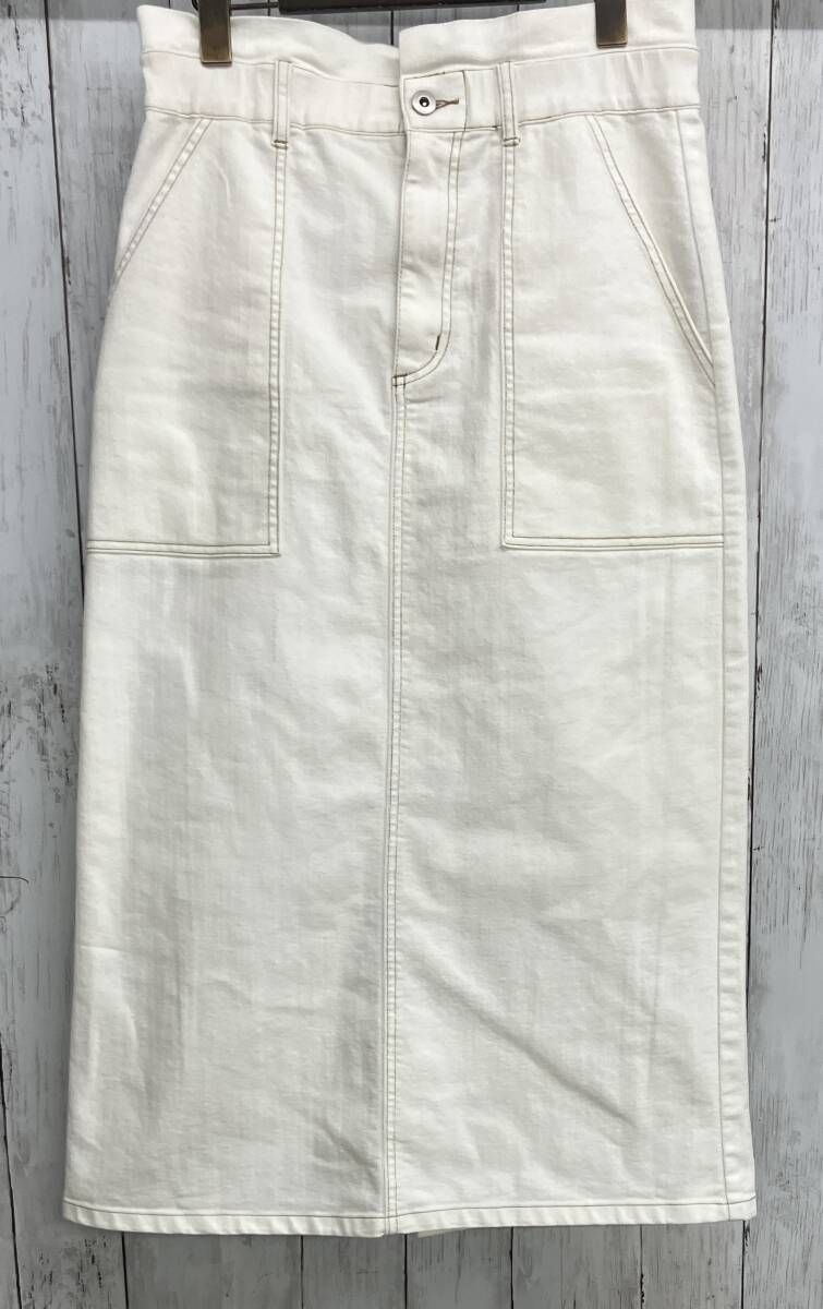 three dots ロングスカート スリードッツ ストレッチ size M ホワイト