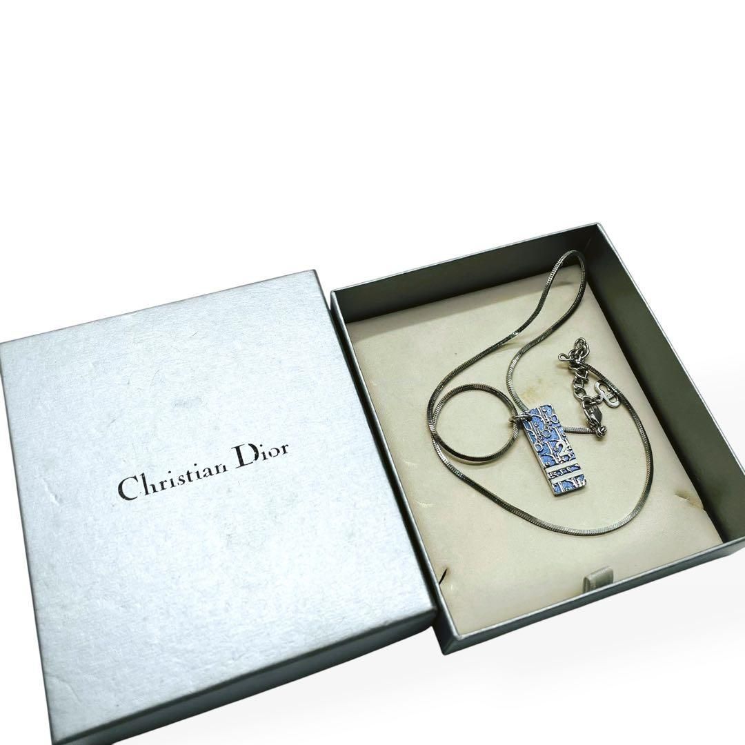 極美品 Christian Dior ディオール ネックレス トロッター ブルー 
